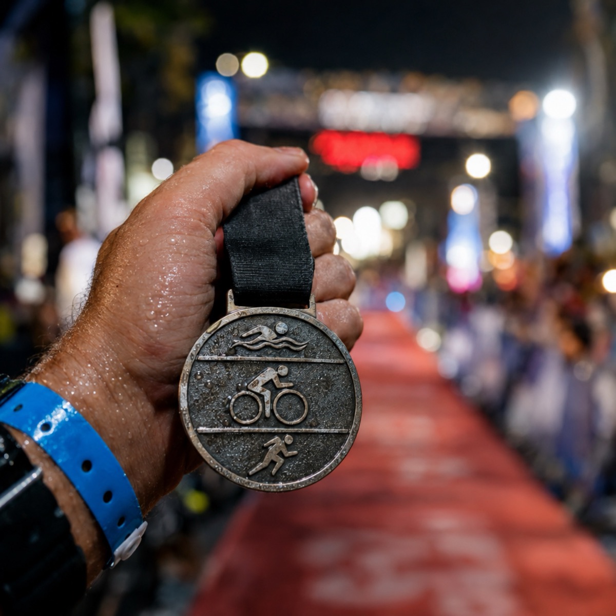 Finisher medal held in a hand